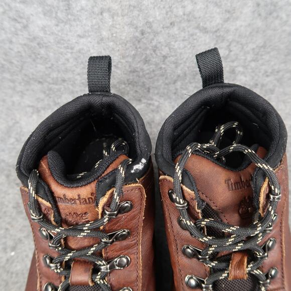 Timberland Shoes Kids 2.5 Hiking Boots Outdoor Leather Ankle Lace Up Brown Black - Picture 4 of 14
